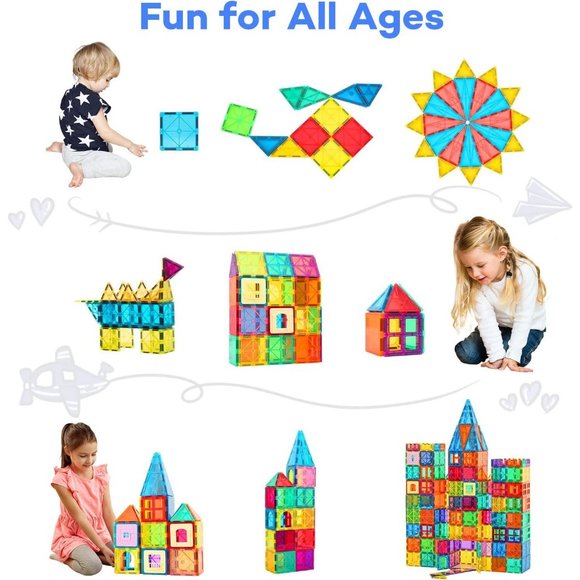 134PCS Anbalulu Magnetic Building Tiles Large Magnet 3D STEM StackingToys - Picture 7 of 12